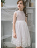 Chic Ivory Floral Lace Flower Girl Dress